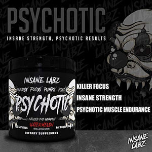 Insane Labz Psychotic Black Edition Mid Stimulant Pre Workout Powder, Energy Focus Pumps, Loaded with Creatine Beta Alanine Taurine Fueled by AMPiberry, 35 Servings Grape