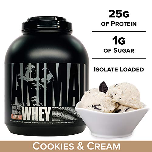 Animal Whey Isolate Whey Protein Powder, Isolate Loaded for Post Workout and Recovery, Cookies & Cream, Cookies & Cream, 4 Pound, 64 Oz