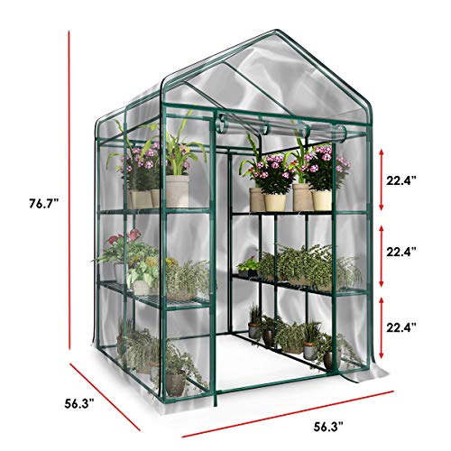 Walk-in Greenhouse- Indoor Outdoor with 8 Sturdy Shelves-Grow Plants, Seedlings, Herbs, or Flowers in Any Season-Gardening Rack by Home-Complete