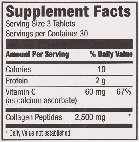 Amazon Brand - Revly Collagen Peptides + Vitamin C, 2500 mg Collagen Peptides per Serving, 90 Tablets, 1 Month Supply