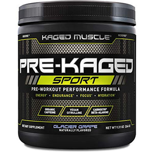 Kaged Muscle Pre Workout Powder; Kaged Muscle Pre-kaged Sport, Glacier Grape, 20 Servings., Glacier Grape, 9.31 Ounce