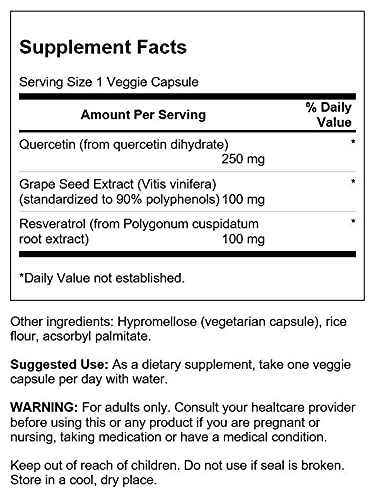 Swanson Resveratrol & Quercetin 30 Veg Capsules (2 Pack)