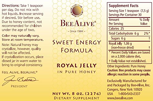 BeeAlive Sweet Energy Formula, Queen's Harvest Royal Jelly and Honey (3 Month Supply)