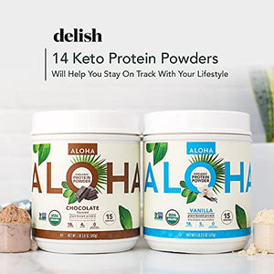 ALOHA Organic Plant-Based Protein Powder - NO-STEVIA Vanilla - Keto Friendly Vegan Protein with MCT Oil, 18.5 oz, Makes 15 Shakes, Vegan, Gluten-Free, Non-GMO, Erythritol-Free, Soy-Free, Dairy-Free & Only 3g Sugar