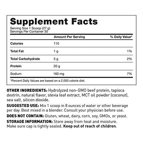 Pure Paleo Protein by Dr. Amy Myers – Clean Grass Fed, Pasture Raised Hormone Free Protein, Non-GMO, Gluten & Dairy Free – 21g Protein Per Serving – Vanilla Bean Shake for Paleo and Keto