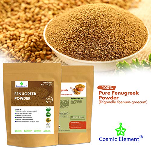 USDA CERTIFIED Organic Fenugreek TRIGONELLA FOENUM Powder , Methi Seeds, Gluten Free, Non GMO, Non Irradiated (100% NATURAL , ORGANICALLY GROWN ) - 4 Oz