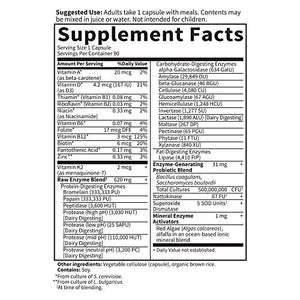 Garden of Life Vegetarian Digestive Supplement for Women 50 & Wiser - Raw Enzymes for Digestion, Bloating, Gas, and IBS, 90 Capsules - Packaging May Vary