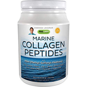 Andrew Lessman Marine Collagen Peptides Powder & MSM 30 Servings - Supports Radiant Smooth Soft Skin, Comfortable Joints. 100% Pure. Super Soluble No Fishy Flavor No Additives Non-GMO