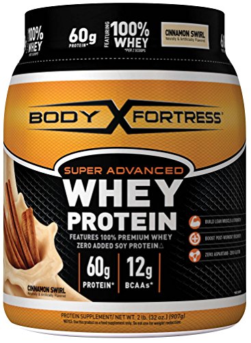 Body Fortress Super Advanced Whey Protein Powder, Gluten Free, Cinnamon Swirl, 2 Pound