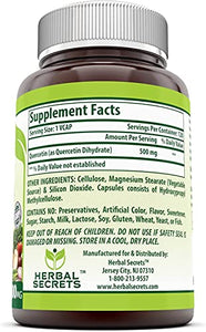 Herbal Secrets Quercetin 500 Mg Veggie Capsules (Non-GMO) - Supports Healthy Ageing, Cardiovascular Health, and Immune Health* (120 Capsules)