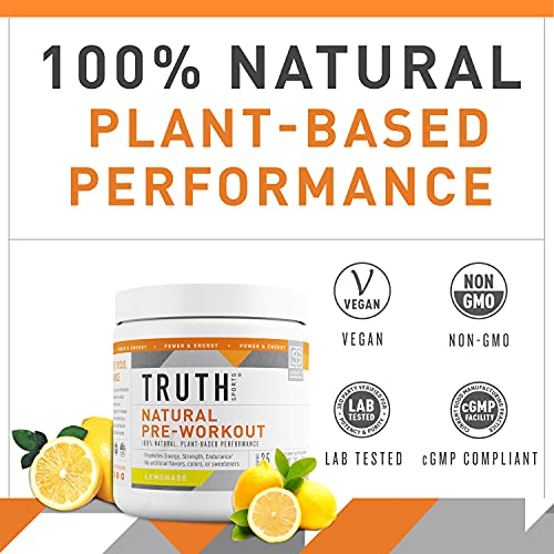 Truth Nutrition All Natural Pre Workout Powder - Clean Pre Workout for Men Keto - Pre Workout Women Plant Based Vegan Preworkout Powder - Natural Preworkout for Women and Men (Lemonade)