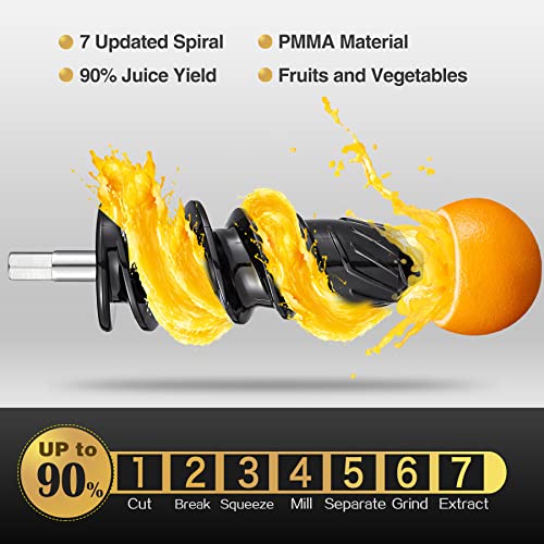 Slow Juicer Extractor, AMZCHEF Slow Masticating Juicer Machines with Quiet Motor, Juice Extractor with Reverse Function, Cold Press Juicer Easy to Clean with Brush for High Nutrient Fruit & Vegetable Juice