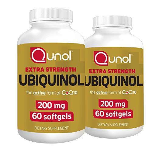 Qunol Ubiquinol CoQ10 200mg, Powerful Antioxidant for Heart and Vascular Health, Essential for Energy Production, Natural Supplement Active Form of CoQ10, 60 Count Twin Pack
