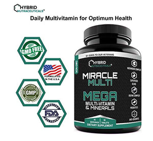 MEGA Multi Vitamins Minerals Blend, Daily Multivitamin Mineral Supplement, Probiotics, Superfood Digestive Enzyme Blend, Mushroom Complex, for Heart, Immune Support, Stamina, Energy (90 Tabs)