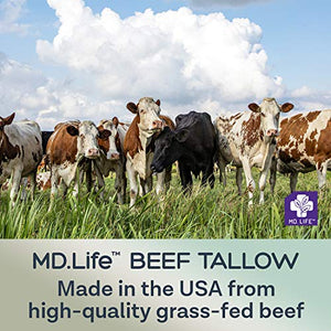 MD. Life Bulk Beef Tallow for Cooking - Food Grade Grass Fed Beef Tallow for Cooking Oil Replacement - 24LB 384oz - Pasture Raised Keto Friendly Beef Tallow Bulk - Used to Make Candles & Soaps