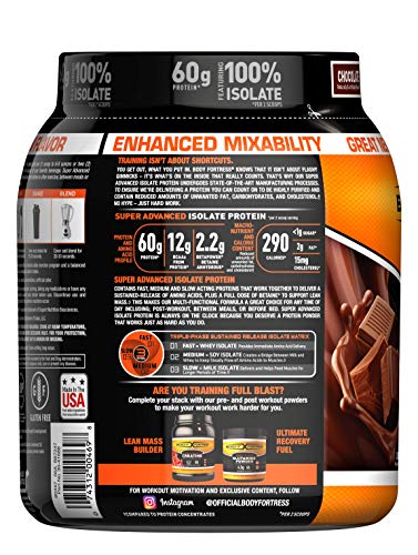 Body Fortress Super Advanced Isolate Protein Powder, Gluten Free, Chocolate Flavored, 1.5 Lb