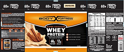 Body Fortress Super Advanced Whey Protein Powder, Gluten Free, Cinnamon Swirl, 2 Pound