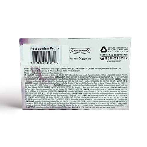 Supremo Patagonian Fruits Tea Bags – 6 Boxes of 20-Pack Natural Herbal Tea Infusion with Rosehip, Hibiscus, Raspberry, Blueberries, Maqui – Intense and Delicious Flavor – Ideal Selection for Breakfast