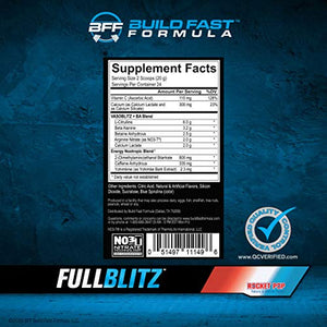 FULLBLITZ by BFF Build Fast Formula | Fully Loaded Pre-Workout | Energy Booster + Huge Dual Pathway Nitric Oxide Boosting Muscle Pumps, Laser Focus & Nootropic Blend – 24 Workouts (Rocket Pop)