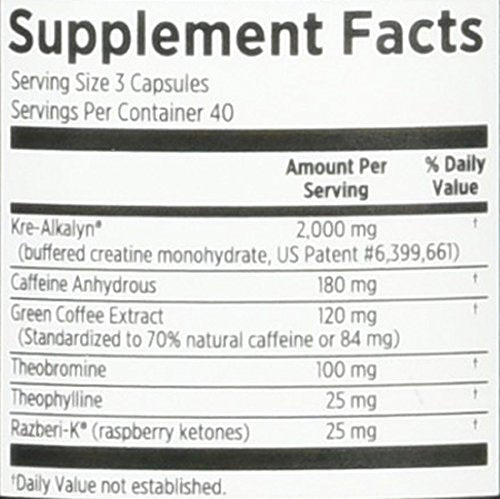 EFX Sports Kre-Alkalyn Hardcore | PH Correct Creatine Monohydrate Pre-Workout Energy| Patented Formula, Gain Strength, Build Muscle & Enhance Performance - 120 Capsules / 40 Servings