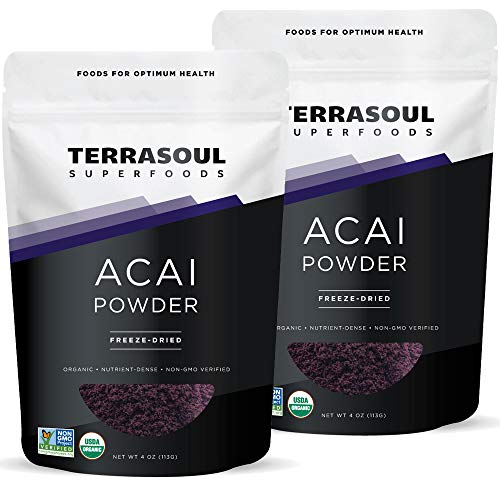 Terrasoul Superfoods Organic Acai Berry Powder, 8 Oz - Freeze-Dried | Antioxidants | Omega Fats