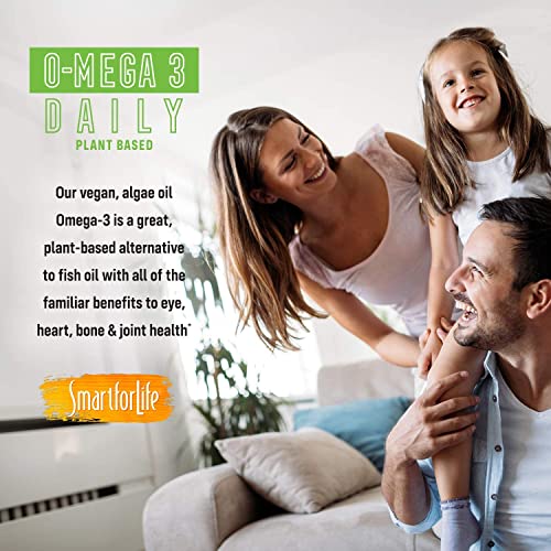 SMART FOR LIFE Algae Vegan Omega 3 Supplement - 180 Capsules - Plant Based Vegan Fish Oil Supplement Alternative - Algae Omega 3 Vegan EPA DHA Supplements - Friendly Packaging - Made in USA