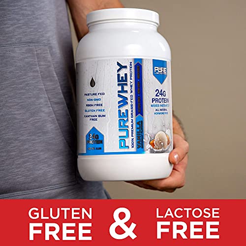 Pure Label Nutrition 100% USA Grass-Fed Whey Protein Concentrate, 2lb Vanilla, Non-GMO, rBGH Free, Soy Free, Gluten Free, Low Carbs and Low Fat, No Sugar Added, Keto Friendly