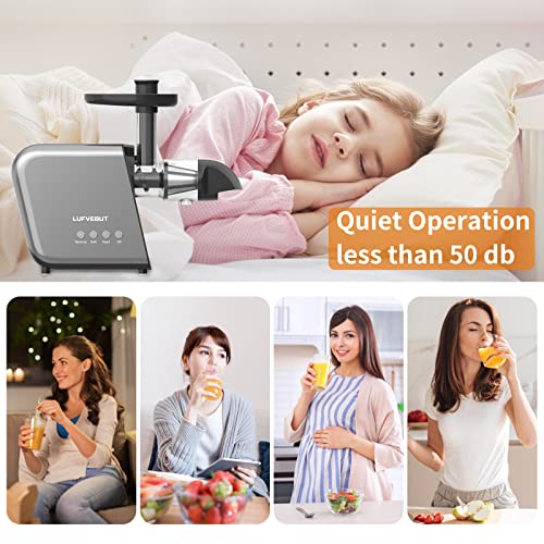 Slow Juicer Machine for Vegetables and Fruits 2021 Cold Press Masticating Juicer Extractor Celery Wheatgrass Leafy Greens Carrot Ginger BPA-Free Easy to Clean Juicer with Quiet Motor Reverse Function