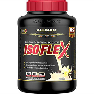 ALLMAX Nutrition - ISOFLEX Whey Protein Powder, Whey Protein Isolate, 27g Protein, Vanilla, 5 Pound