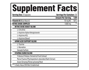 Nitric Oxide Booster by Snap Supplements - Pre Workout, Muscle Builder - L Arginine, L Citrulline 1500mg Formula, Tribulus Extract & Panax Ginseng, Strength & Endurance (60 Capsules)