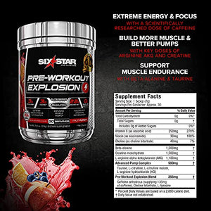 Pre Workout | Six Star PreWorkout Explosion | Pre Workout Powder for Men & Women | PreWorkout Energy Powder Drink Mix | Sports Nutrition Pre-Workout Products | Fruit Punch (30 Servings)