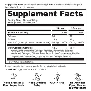 Collagen Powder Protein by Ancient Nutrition, Multi Collagen Vanilla Protein Powder, 45 Servings, with Vitamin C, Hydrolyzed Collagen Peptides Supports Skin and Nails, Gut Health, 16.7oz