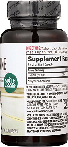 Whole Foods Market, L-Arginine 500mg, 100 ct