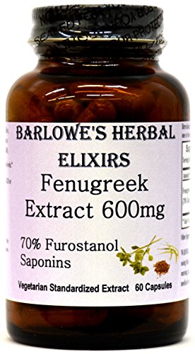 Fenugreek Extract - 70% Furostanol Saponins - 60 600mg VegiCaps - Stearate Free, Bottled in Glass!