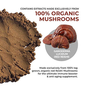 Real Mushroom Reishi Mushroom Powder for Longevity (45 Servings) Vegan, Organic, Non-GMO Reishi Extract, Reishi Mushroom Supplement for Relaxation, Better Sleep, Overall Wellness, Safe for Pets