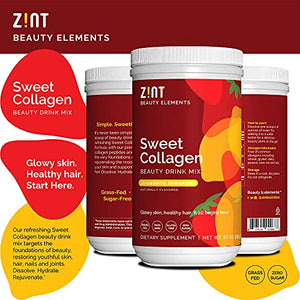 Zint Sweet Collagen Powder Beauty Drink Mix (Strawberry Lemonade): Delicious Hydrolyzed Collagen Peptides Protein Supplement - Grass-Fed, Zero Sugar, Non-GMO, Gluten-Free, 10 oz