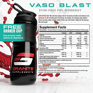 Granite® Vaso Blast Advanced 'Stim-Free' Pre-Workout (Cherry Lime) | Supports Vasodialation, NO Conversion, & ACE Inhibition for Max Pump with Grapeseed Extract, Arginine Nitrite, & VasoDrive-AP®