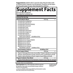 Garden of Life Dr. Formulated Probiotics Mood+ Acidophilus Probiotic Supplement - Promotes Emotional Well-Being, Relaxation and Digestive Balance - Ashwagandha for Stress Management, 60 Veggie Caps