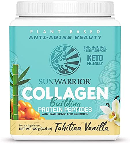 Sunwarrior Vegan Collagen Building Protein Peptides with Hyaluronic Acid & Biotin (Vanilla)(Vegan) 1.1 Pound (Pack of 1)