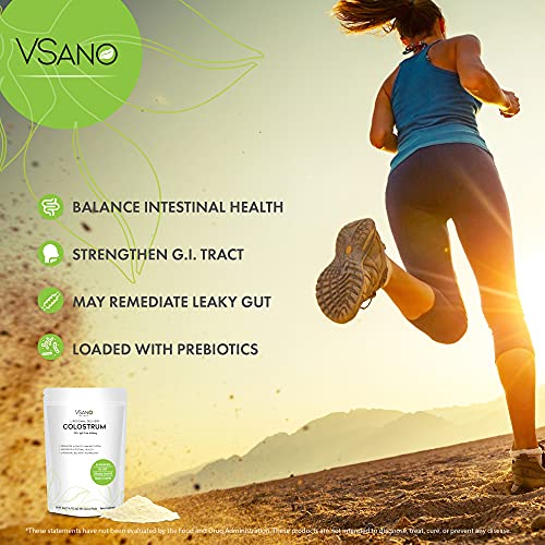 VSano Colostrum Powder with Liposomal Delivery (LD) - Immune System Support for Humans & Pets - Efficient Absorption of Healthy Lactoferrin for Wellness (Natural, 16 oz)