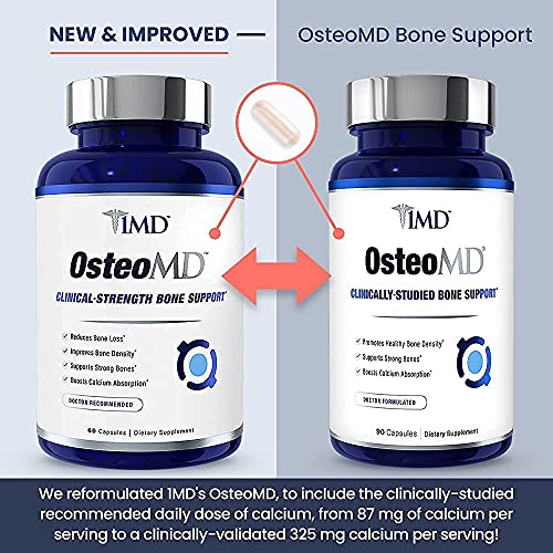 1MD OsteoMD for Comprehensive Bone Support | with Calcium Hydroxyapatite, Vitamin D3 & K2 | 90 Capsules