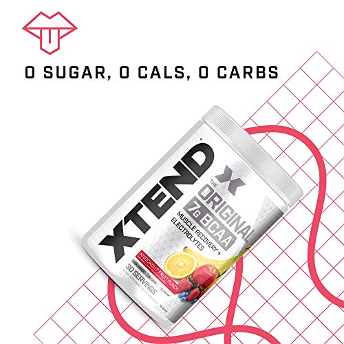 XTEND Original BCAA Powder Knockout Fruit Punch | Sugar Free Post Workout Muscle Recovery Drink with Amino Acids | 7g BCAAs for Men & Women | 30 Servings