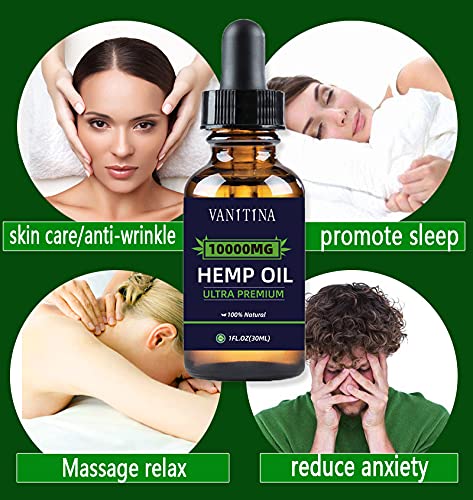 Hemp Oil - 10000 MG Pure Natural Organic Extract Hemp Seed Drops-Reduces Anxiety Stress and Pain,Relief Inflammation Stress, Improves Mood,More Energy Better Sleep (1 Pack of 3)-30000 Total-NW 1776