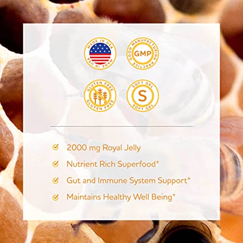 Anew Vita Royal Jelly Supplement. Nutrient Rich Superfood. Gut & Immune System Support. 2000mg. 180 Softgels