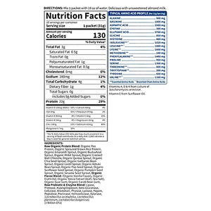 Garden of Life Raw Organic Protein Vanilla Powder Packets, 10ct Tray - Certified Vegan, Gluten Free, Organic & Non-GMO, Plant Based Sugar Free Shake with Probiotics & Enzymes, 4g BCAAs, 22g Protein