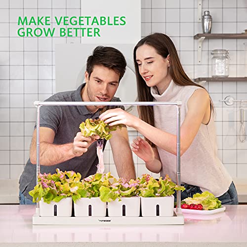 VIVOSUN Indoor Herb Garden Hydroponic Growing System, Plant Germination Starter Kits with Timed LED Grow Lamp, 4 Removable Water Tanks 29.5in Adjustable Height Smart Planter