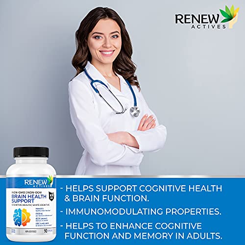 Renew Actives Natural Brain Health Support – 90 Capsules Vitamin Supplements with Bacopa, Gingko Biloba, Lion’s Mane - Cognitive Health, Enhanced Memory, Healthy Brain Functions