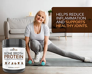 Bone Broth Protein Powder Chocolate - Grass Fed Collagen Peptides - Protein Powder Without Artificial Sweeteners - No Sugar, Paleo & Keto Friendly -Dairy Free, Gluten Free - 20g Protein, 20 Servings