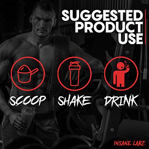 Insane Labz Psychotic Gold, High Stimulant Pre Workout Powder, Extreme Lasting Energy, Focus, Pumps and Endurance with Beta Alanine, DMAE Bitartrate, Citrulline, NO Booster, 35 Srvgs, Gummy Candy