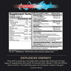 PMD Sports Ultra Pump Fuel Insanity - Pre Workout Drink Mix for Energy, Strength, Endurance, Muscle Pumps and Recovery - Complex Carbohydrates and Amino Energy - Cherry Bombsicle (30 Servings)